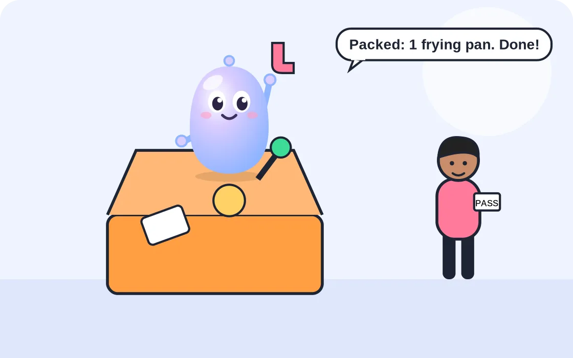 Cartoon robot helping with Points & Travel